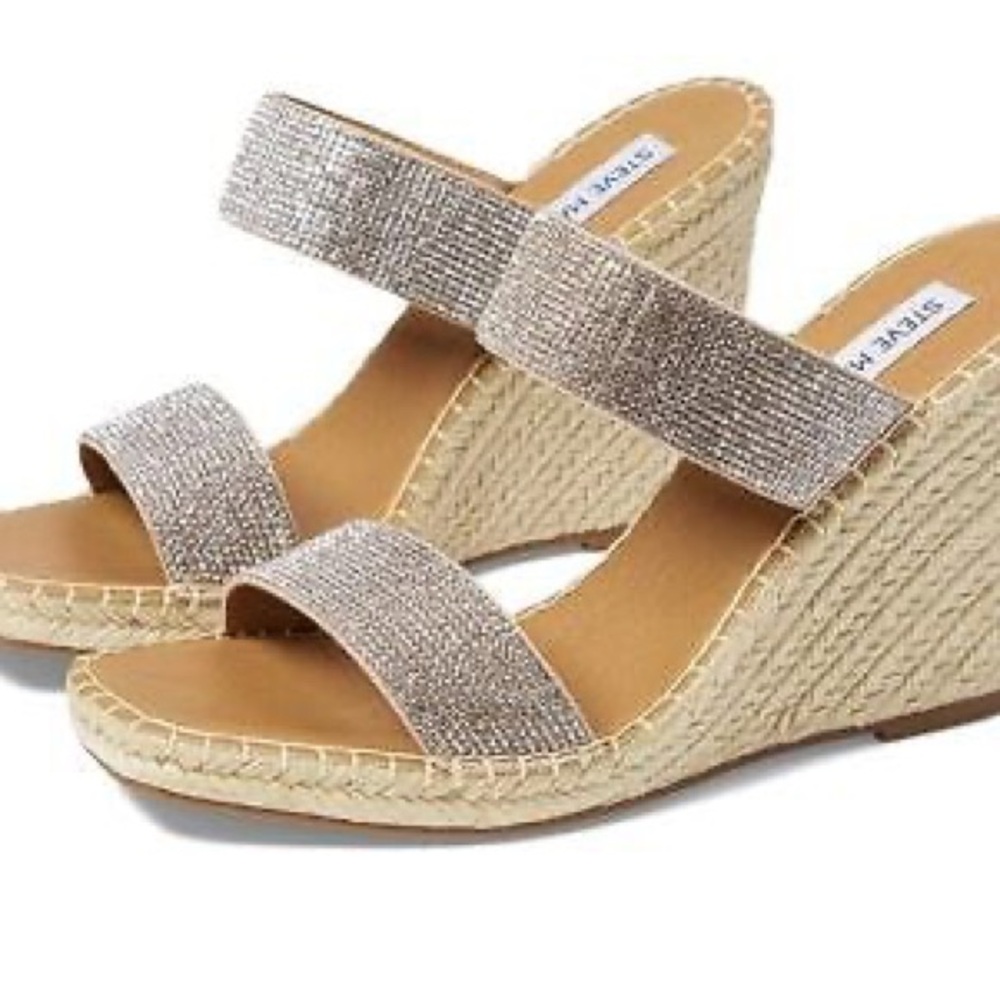 Steve Madden Silver Espadrille Wedge Sandals